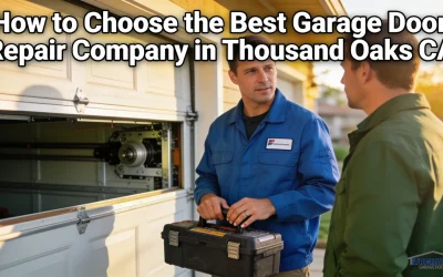 Archway Garage Doors technician inspecting garage door mechanism in Thousand Oaks, CA.